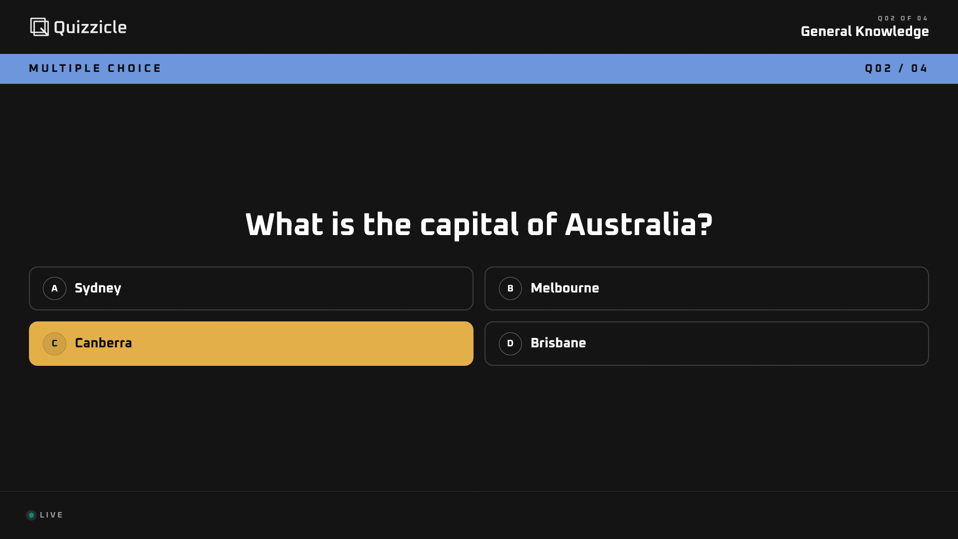 Viewer multiple choice question screen
