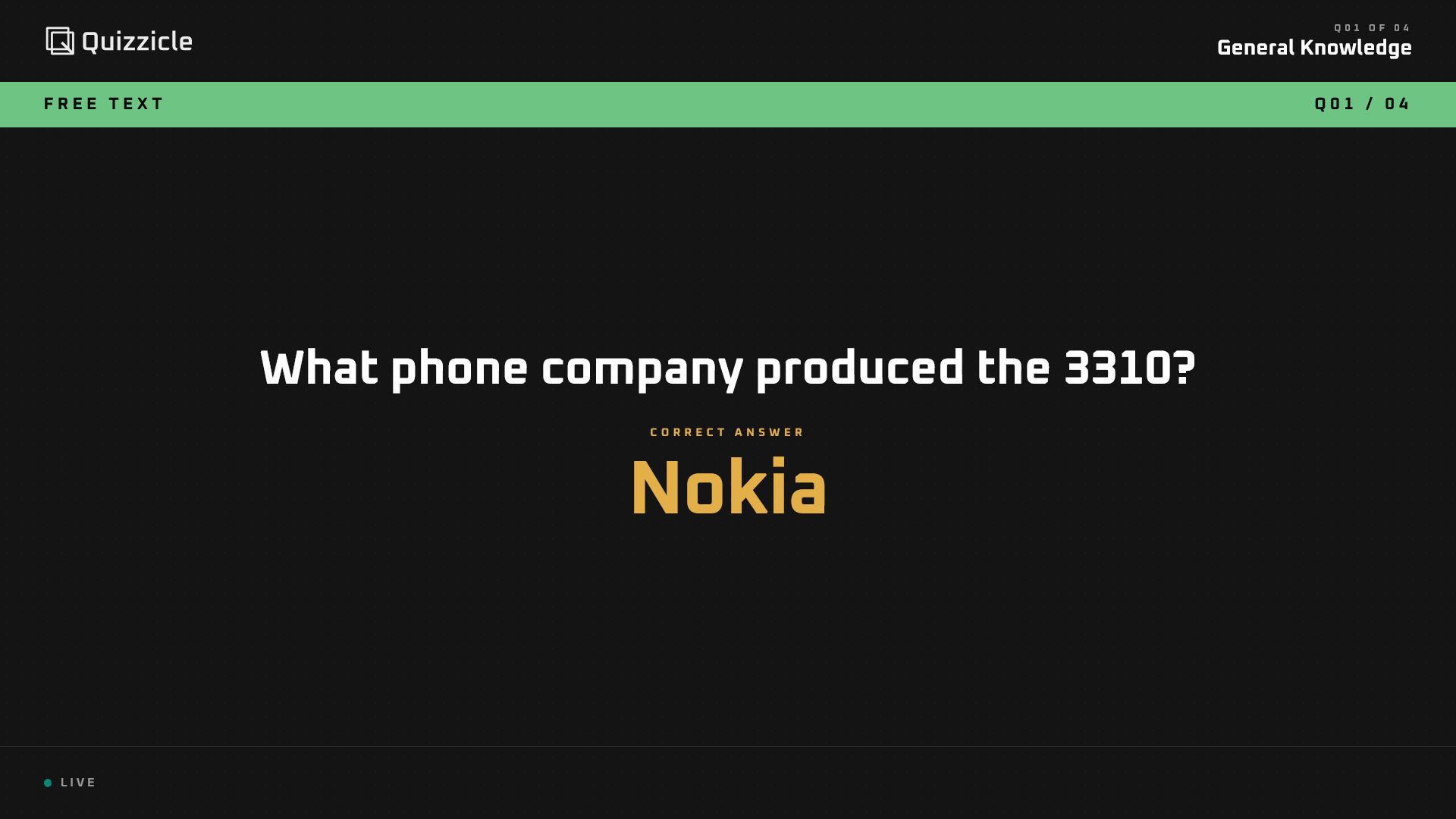 Viewer text question screen